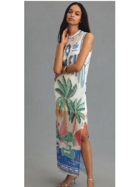 Farm Rio Mesh Printed Maxi Dress
